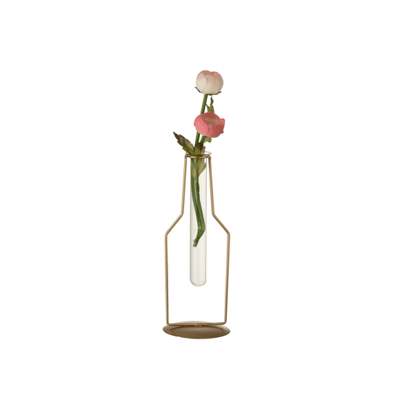 J-Line Vaasje 1 Tube In Fleshouder Goud 10X10X26Cm