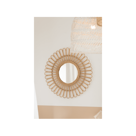 J-Line Spiegel Ellen Rond Rotan Natuur 60X60X4Cm
