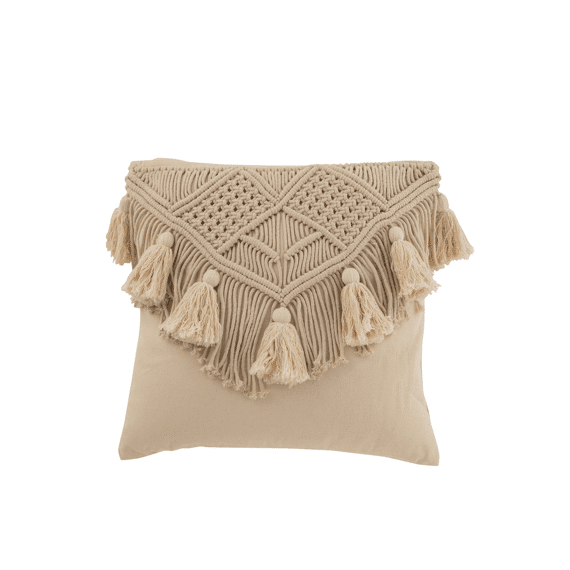 J-Line Kussen Cosy Kwastjes 45,5X45,5Cm Beige