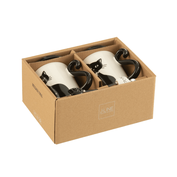 J-Line Mokken Set Kat + Deksel + Lepeltje 2St Assortiment Prijs Per Stuk