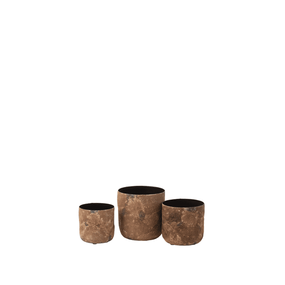J-Line Bloempot Ruw Metaal Bruin S 13X13.5Cm