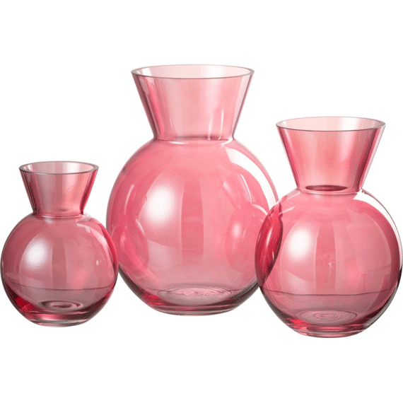 J-Line Vaas Glas Bol Small Rood 13X18Cm