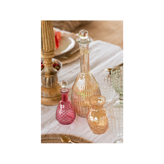 J-Line Vaas Glas Geruit Assortiment 15Cm Prijs Per Stuk