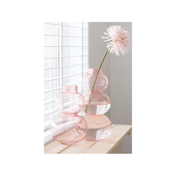 J-Line Vaas Glas 2 Bollen Small Roze 28Cm
