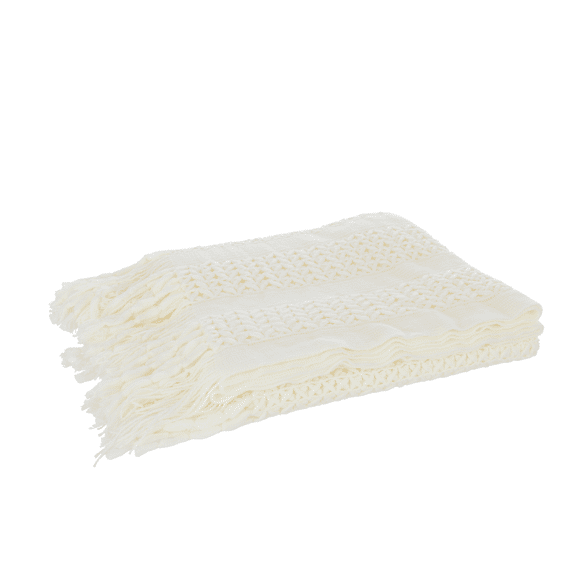 J-Line Plaid Gebreid Wit 130X160Cm