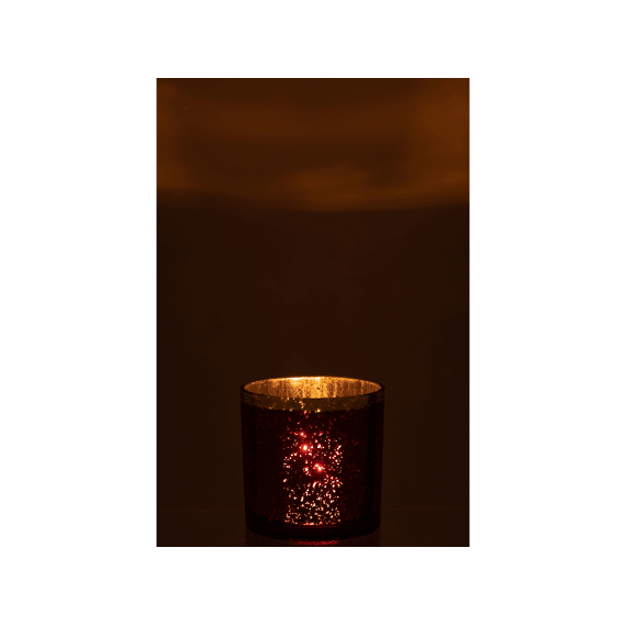 J-Line Windlicht Rood Met Gouden Rand Large 15X15X15Cm