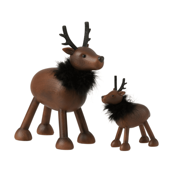 J-Line Decoratie Figuur Hert Met Vacht Small Bruin Zwart 17Cm