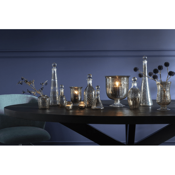 J-Line Karaf Glas Tak Geruit Rook 10,5X28Cm