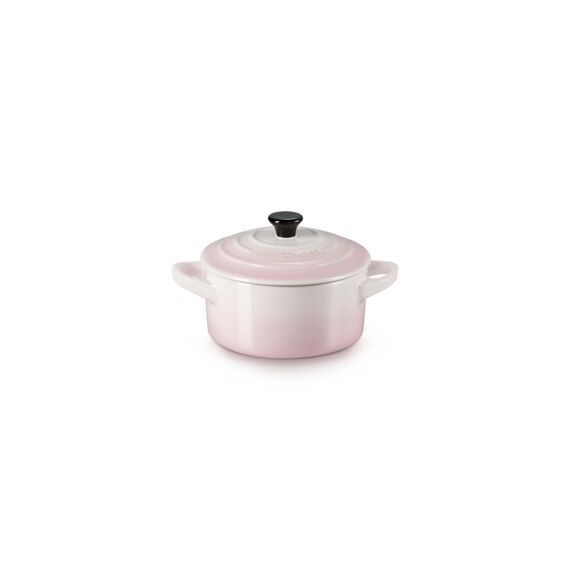 Le Creuset Mini Stoofpan Rond Classic Sw 10Cm Shell Pink Zwarte Knop