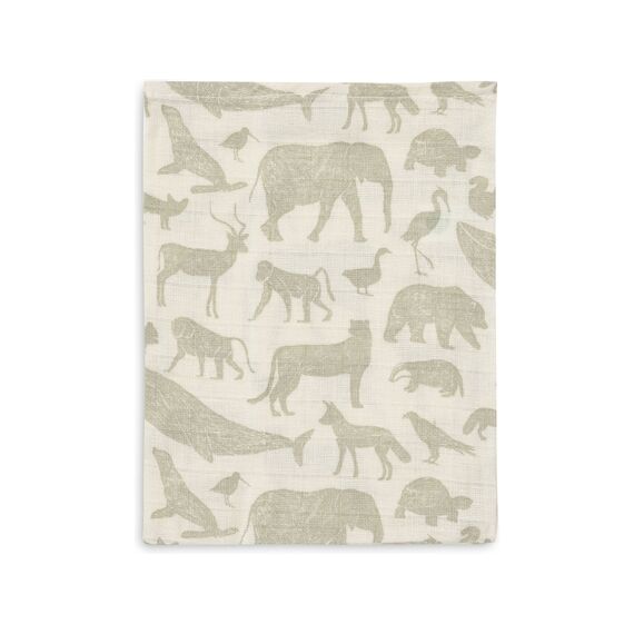 Jollein Hydrofiel Washandje Animals Olive Green (3Pack)