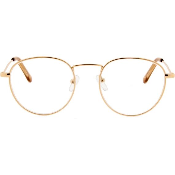 Icon Eyewear Greenline Reading Glasses Gold Metal Angular Frame + 2.00