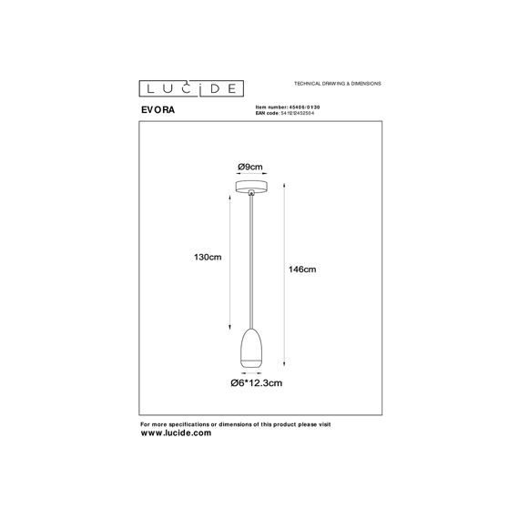 Lucide Evora Hanglamp 1XGU10 Zwart Ø10Cm