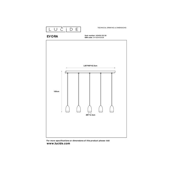 Lucide Evora Hanglamp 5XGU10 Zwart Ø10Cm