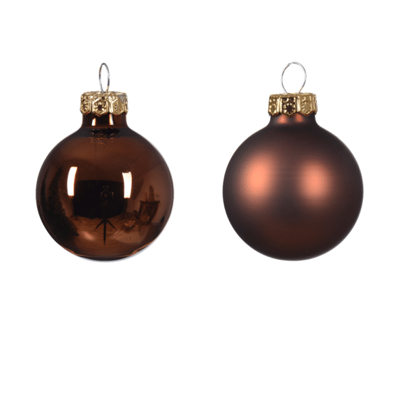 Kerstballen Glas Mix Shiny-Matt Dia3.50Cm Espresso