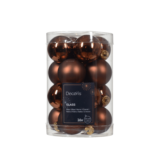 Kerstballen Glas Mix Shiny-Matt Dia3.50Cm Espresso