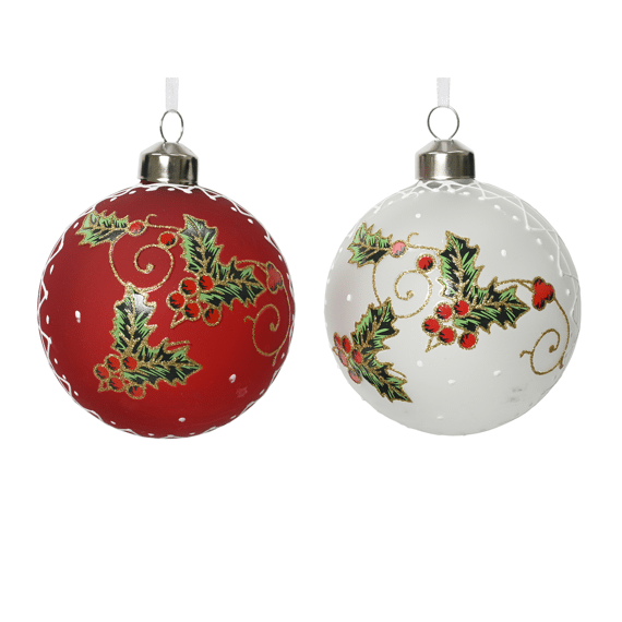 Kerstbal Glas Dia8.00Cm Frost 2 Assortiment Prijs Per Stuk