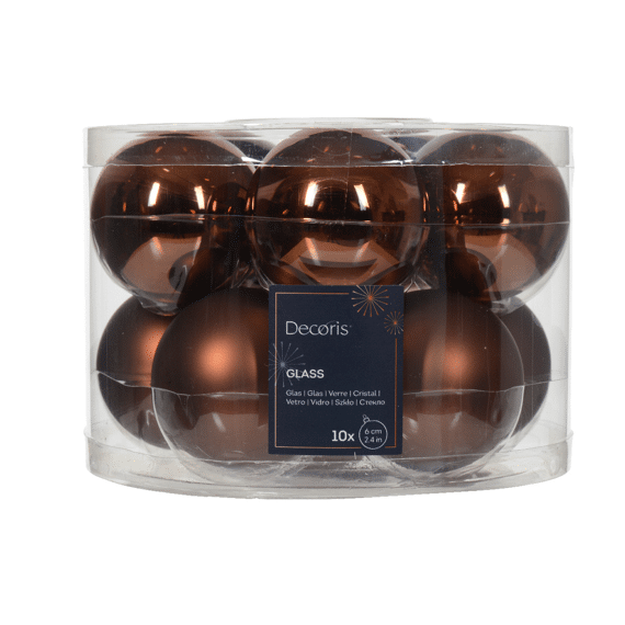 Kerstbal Glas Mix Shiny-Matt Dia6.00Cm Espresso