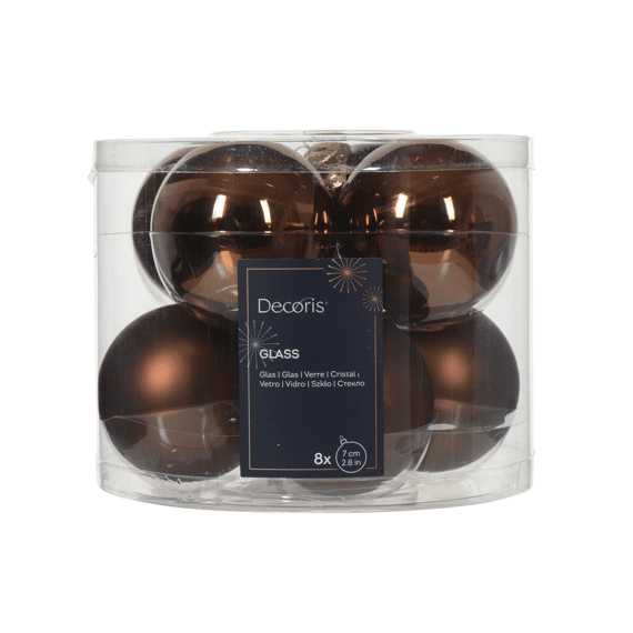 Kerstbal Glas Mix Shiny-Matt Dia7.00Cm Espresso