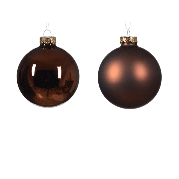 Kerstbal Glas Mix Shiny-Matt Dia8.00Cm Espresso