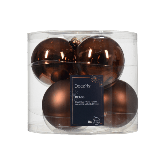 Kerstbal Glas Mix Shiny-Matt Dia8.00Cm Espresso