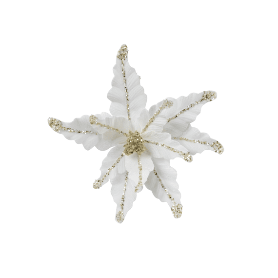 Bloem Op Draad Polyester Fluweel Dia44.00-H17.00Cm Wolwit