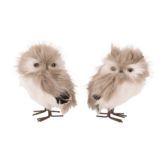 Uil Polyester Feathers L9.00-W11.00-H15.00Cm Taupe 2 Assortiment Prijs Per Stuk