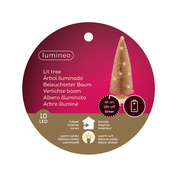 Micro Led Boom Steady Binnen Glitter Dia11.00-H30.00Cm-10L Goud/Warm Wit