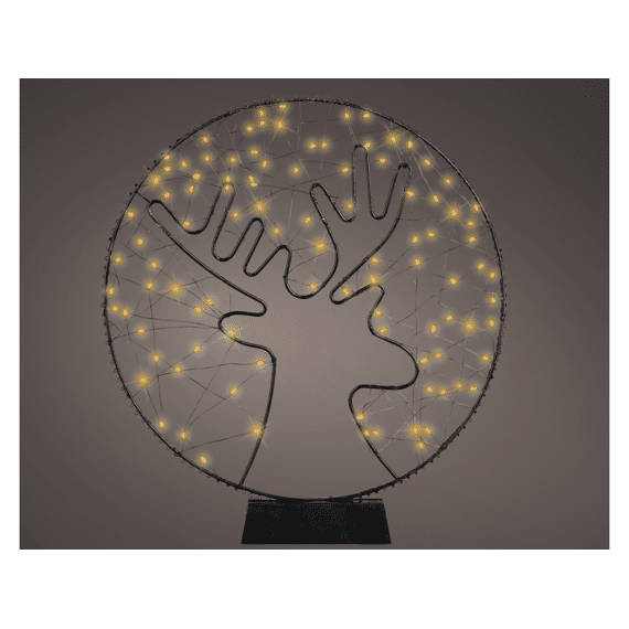 Micro Led Frame Light Metaal Steady Binnen Reindeer L4.00-W35.00-H38.00Cm-100L Zwart/Klassiek Warm