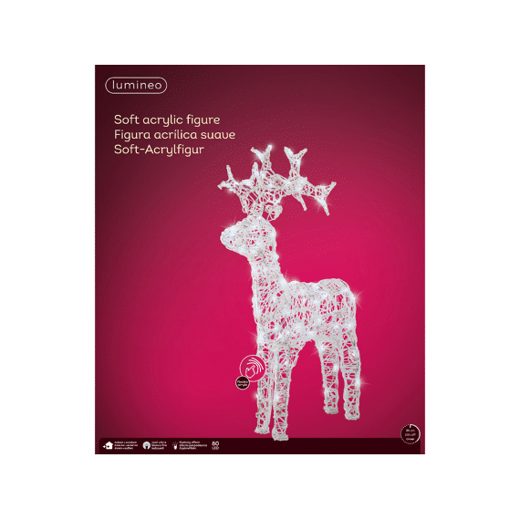 Led Rendier Zacht Acryl Flashing Effect L57.50-W18.00-H89.00Cm-80L Transparent/Koel Wit