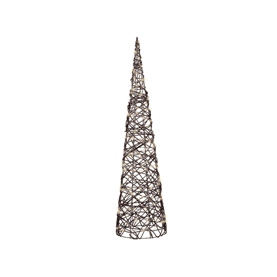 Micro Led Cone Wicker Steady Buiten L23.00-W23.00-H90.00Cm-160L Donker Bruin/Warm Wit