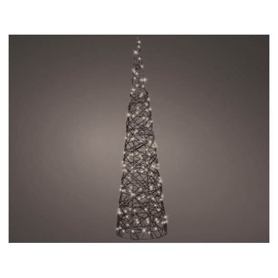 Micro Led Cone Wicker Steady Buiten L23.00-W23.00-H90.00Cm-160L Donker Bruin/Warm Wit