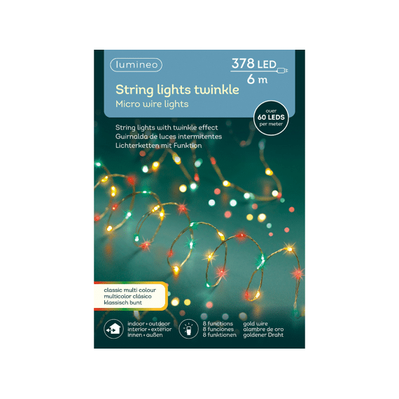 Micro Led Extra Dense Lights 8 Functie Twinkel Effect Buiten 600Cm-378L Multi