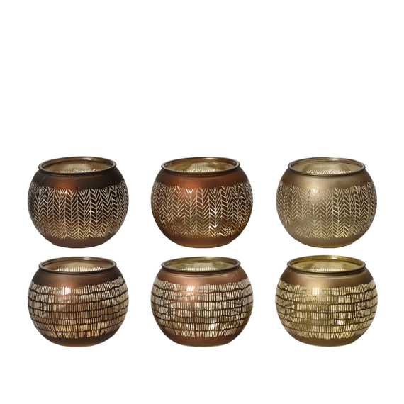 Windlicht Glas Dia12.00-H9.50Cm 3 Assortiment Prijs Per Stuk