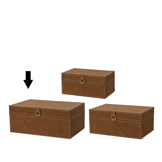 Kist Pu Leer L27.00-W40.00-H16.50Cm Donker Bruin