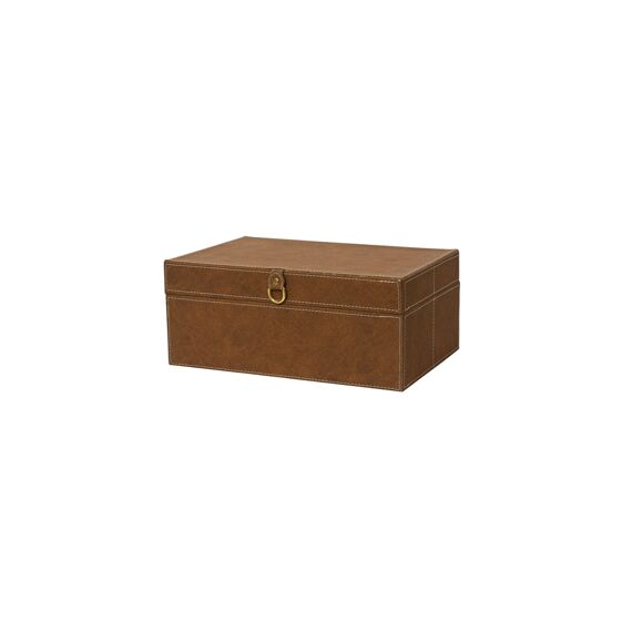 Kist Pu Leer L27.00-W40.00-H16.50Cm Donker Bruin