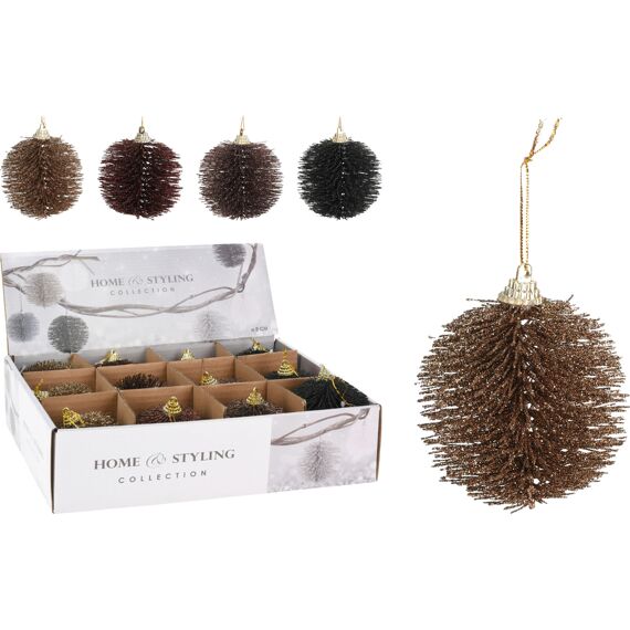 Kerstbal Brush 8Cm Glitter 4 Assortiment Prijs Per Kleur