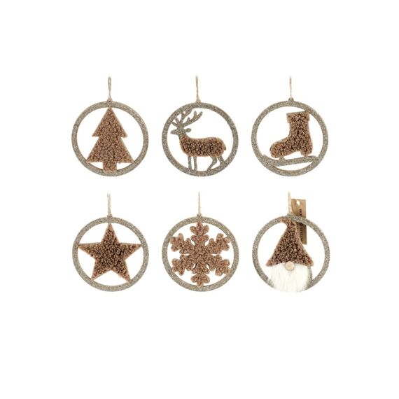 Kerst Hangdecoratie Rond 10Cm Creme 6 Assortiment Prijs Per Stuk