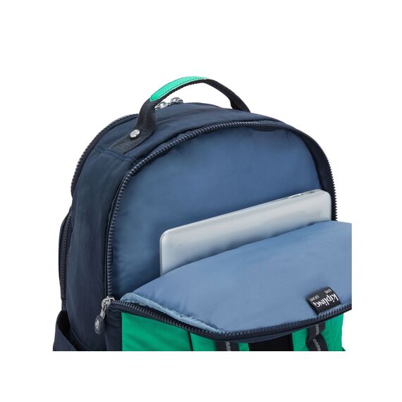 Kipling Rugzak Seoul College Blue Green Block