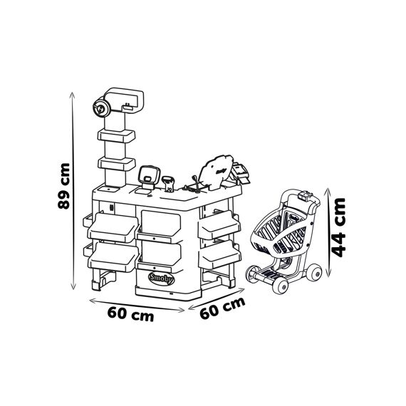 Smoby 350239 Supermarkt Met Winkelkar En 42 Accessoires