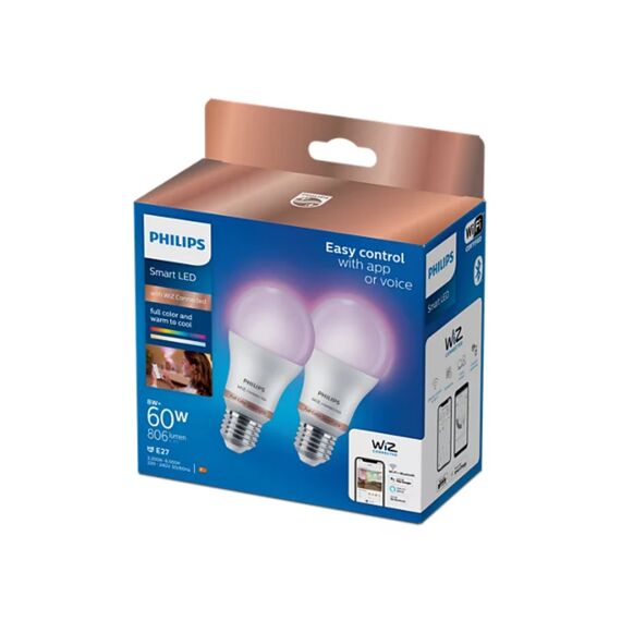 Philips Full Color Smart LED Lamp 60W E27 2 Stuks