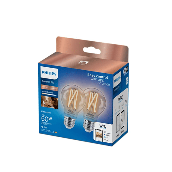 Philips Tunable White Smart LED Filament Lamp Amber 60W E27 2 Stuks