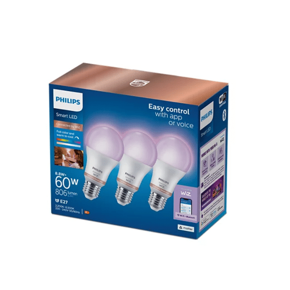 Philips Full Color Smart LED Lamp 60W E27 3 Stuks