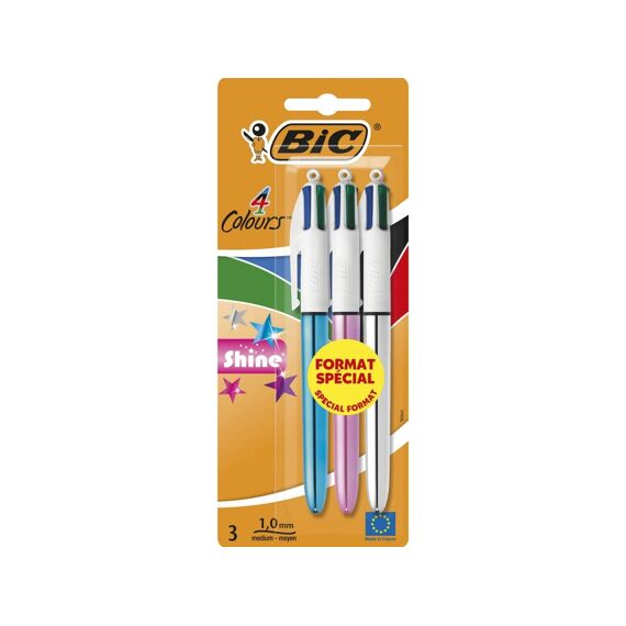 Bic Blister 3 Bic 4-Kleuren Shine Assortiment