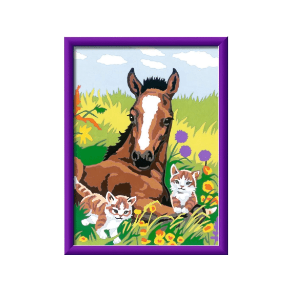 Schilderen Op Nummer D Paard Met Kittens