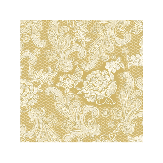 Ppd Lace Royal Gold White Servetten 33X33Cm - 15 Stuks