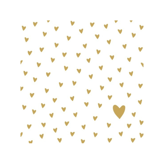 Ppd Little Hearts Gold Servetten 33X33Cm 20 Stuks