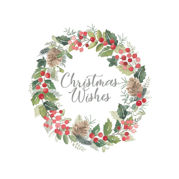 Ppd Merry Wreath White Servetten 25X25Cm 20 Stuks