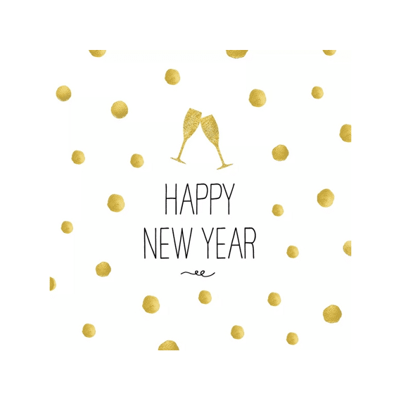 Ppd Happy New Year Servetten 25X25Cm 20 Stuks