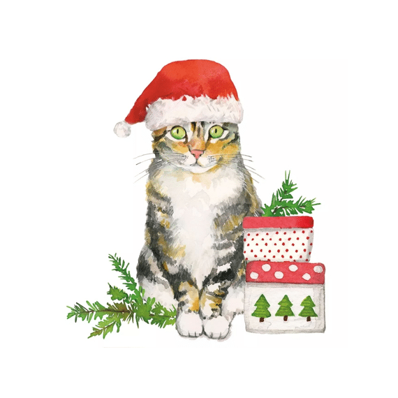 Ppd Christmas Kitty Napkin Servetten 25X25Cm 20 Stuks