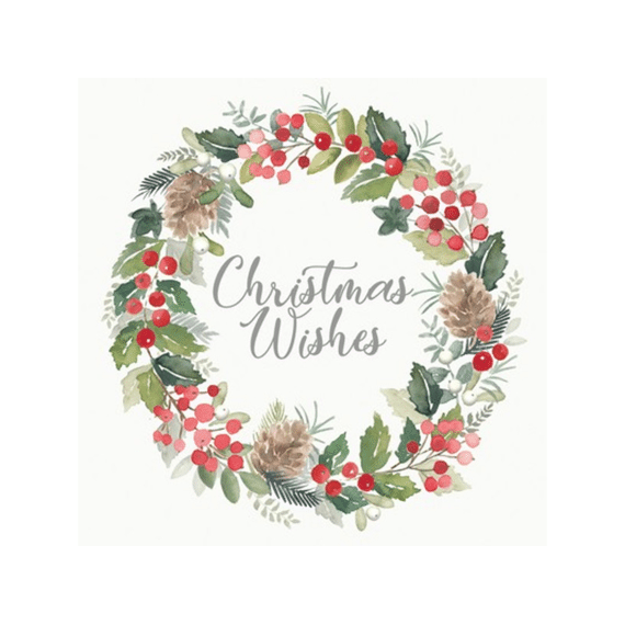 Ppd Merry Wreath White Servetten 33X33Cm 20 Stuks